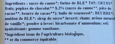 Madeleine longue bio ingredients label