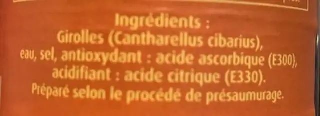 Girolles ingredients label