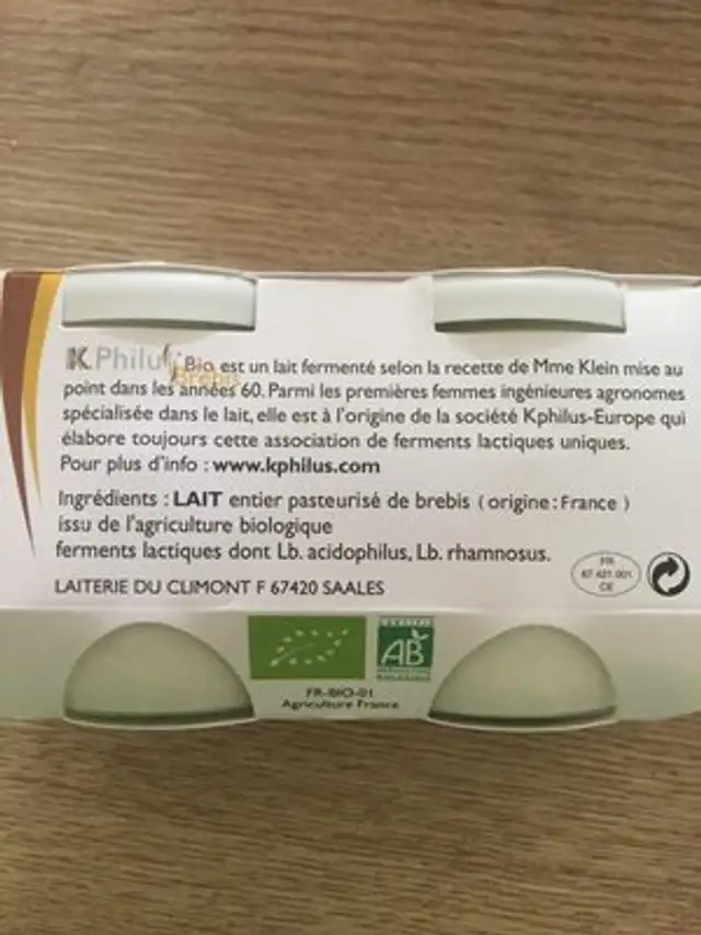 K-philus Brebis Probiotique ingredients label