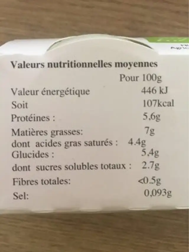 K-philus Brebis Probiotique nutrition facts table