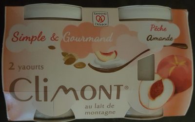 2 yaourts Pêche Amande front packaging
