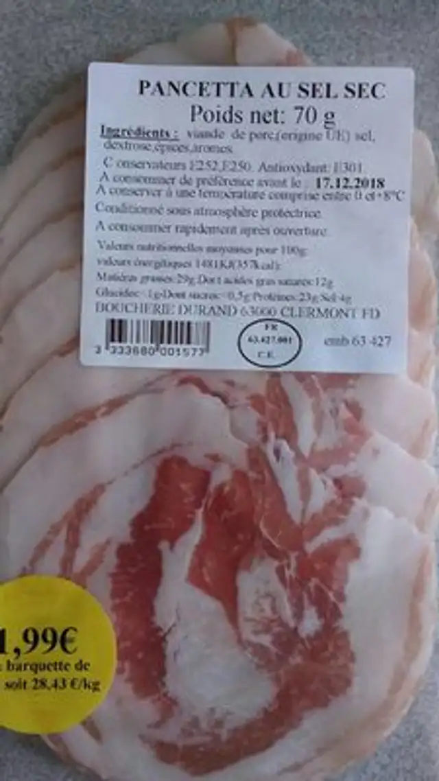 Pancetta au sel sec