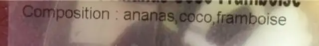 Trio ananas coco framboise ingredients label