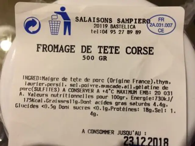 SALAISONS SAMPIERO ingredients label