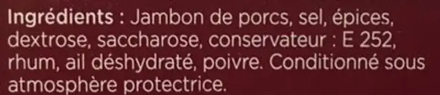 Jambon d’Auvergne Montagne ingredients label