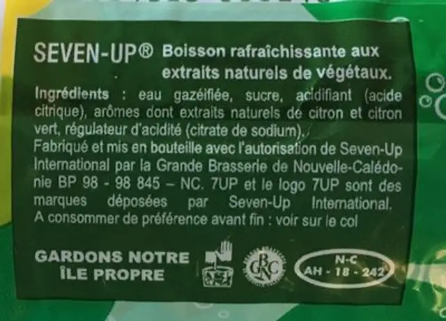 7 up ingredients label