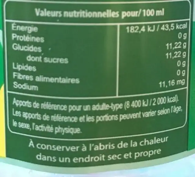 7 up nutrition facts table