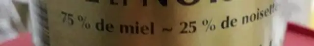 miel et noisettes ingredients label