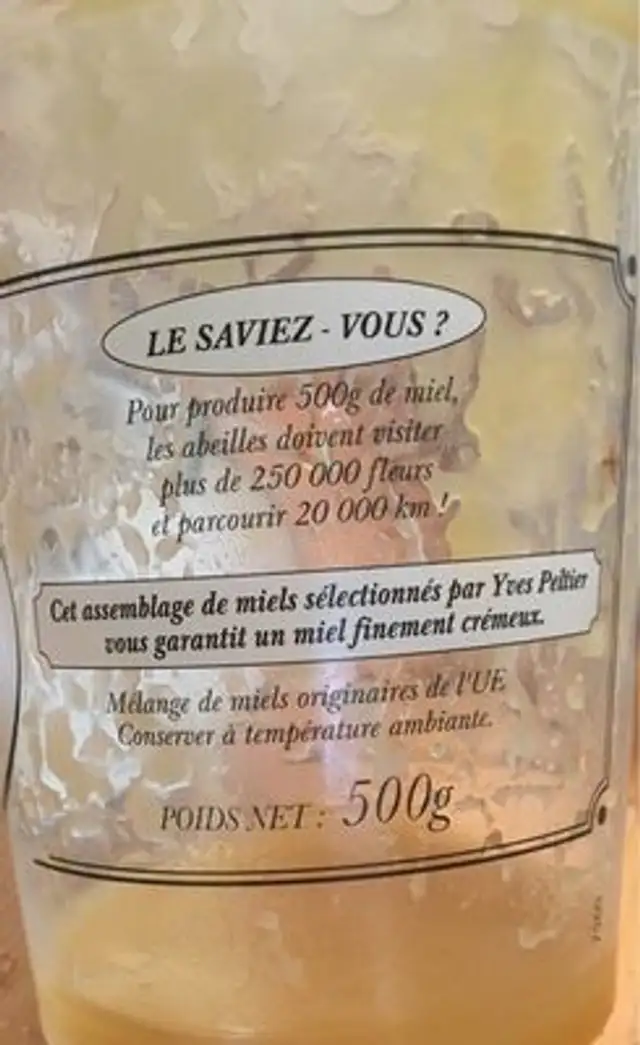 Miel ingredients label