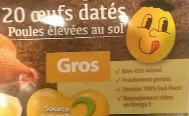 Oeuf ingredients label