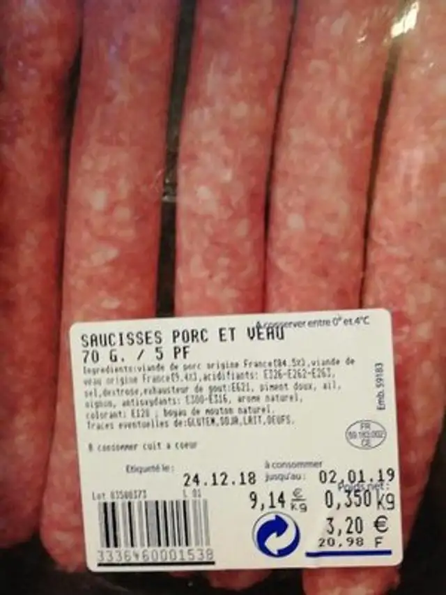 Saucisse porc et veau