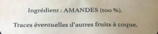Amandes poudre ingredients label