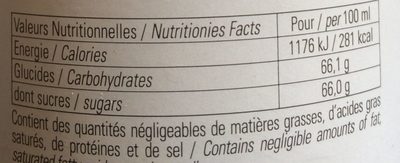 Sirop citron jinot acidulé nutrition facts table