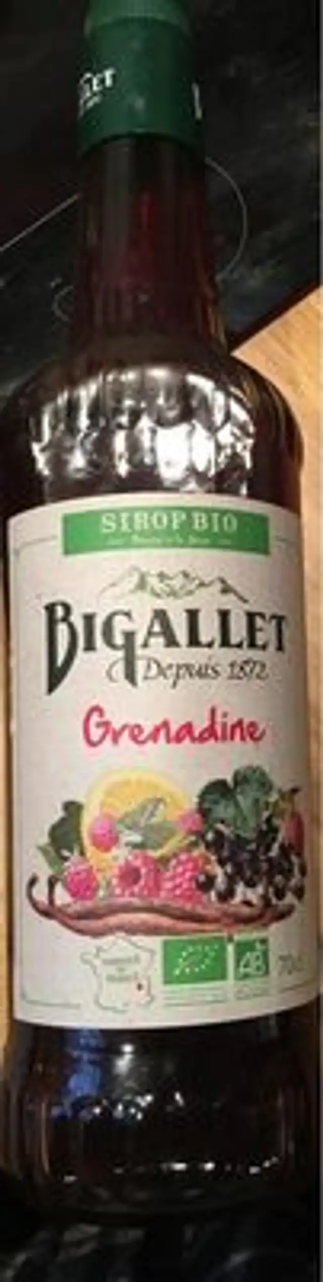 Sirop bio Grenadine front packaging