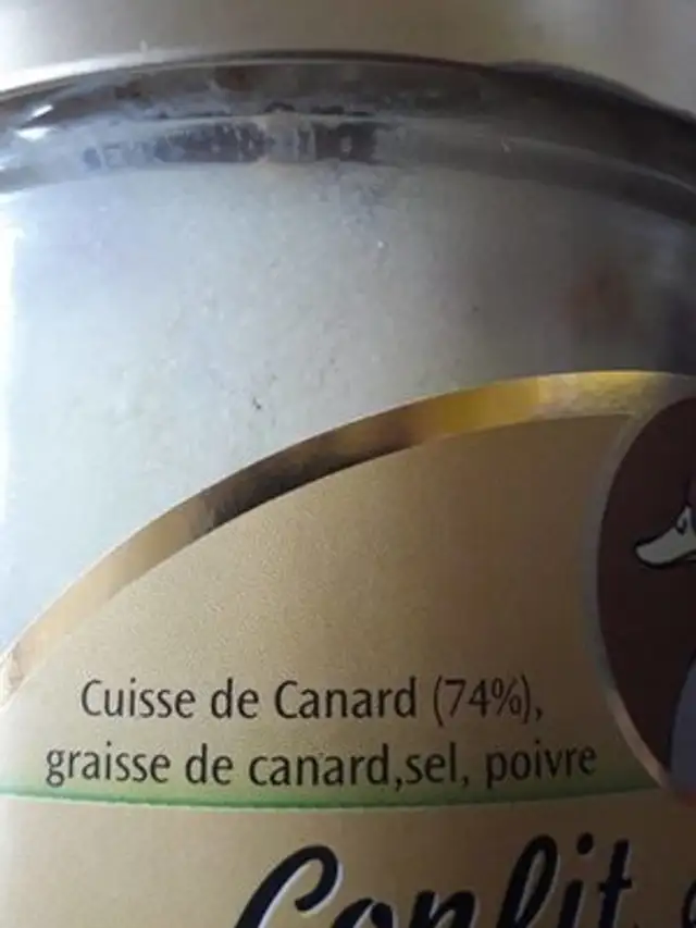 confit de canard ingredients label