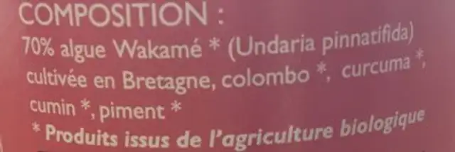 Les algues folles l'antillais ingredients label