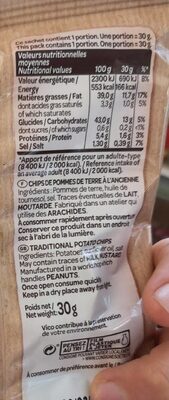 Chips L'Ancienne 30g nutrition facts table
