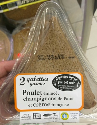 Galettes garnies Poulet émincé, Champignons de Paris et crème française