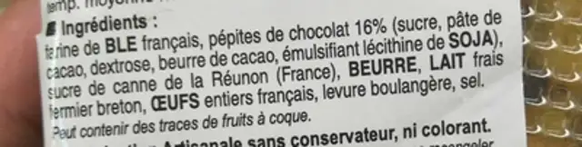 Kouign Chocolat Façon Mignardises ingredients label