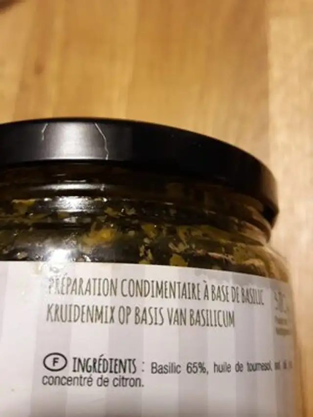 Basilic ingredients label