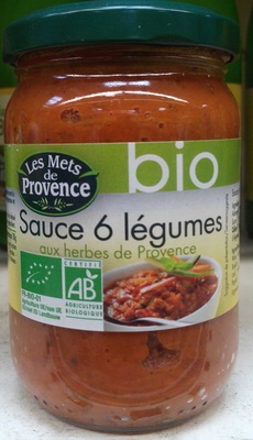 Sauce 6 légumes aux herbes de Provence bio front packaging