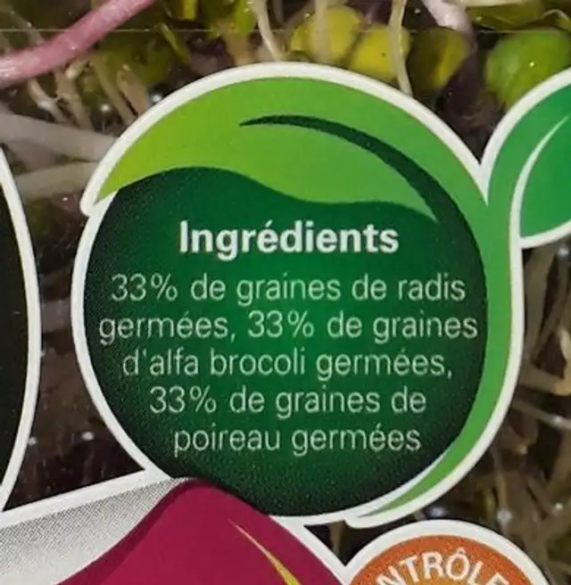 Savant mélange saveur ingredients label