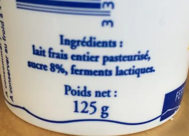 Yaourts fermiers nature sucres FERME DE RESTEDERN ingredients label