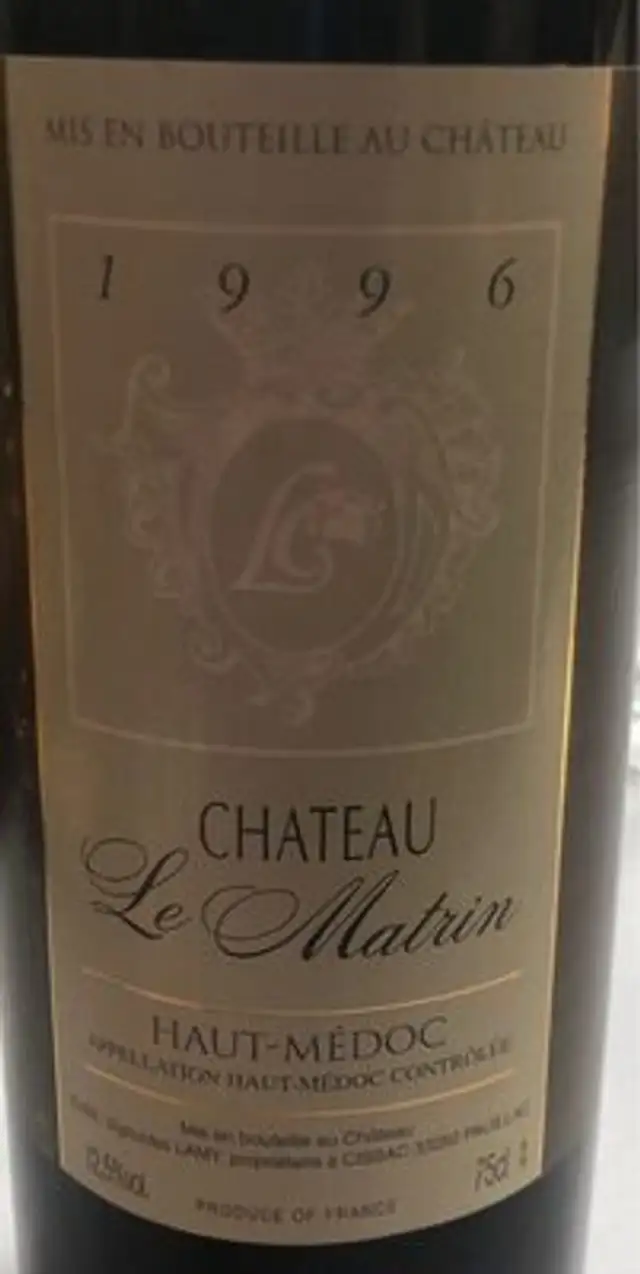 Vin Chateau Le Matrin 1996