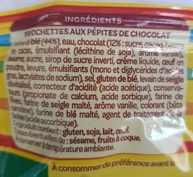 Gouters ingredients label