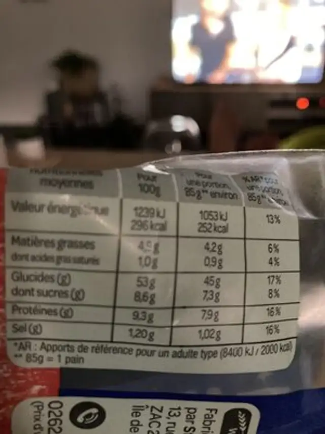 Maxi hot dog nutrition facts table