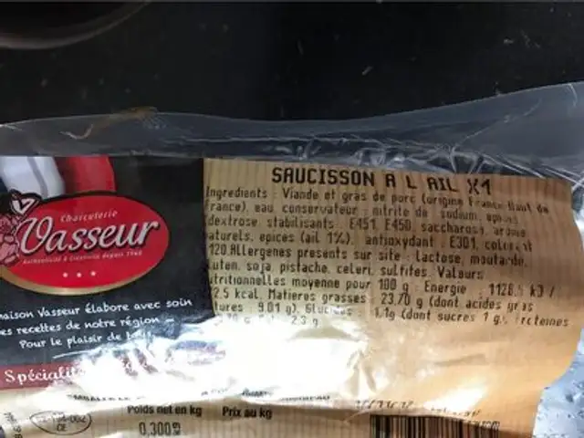 Saucisson à L'ail Fumé De Pays, L'unité De 300g nutrition facts table