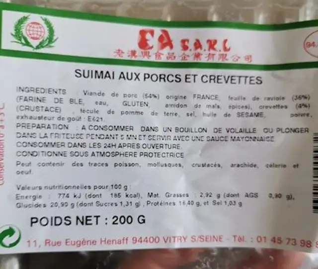 Suimai aux porcs et aux crevettes