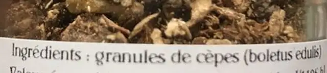 Moulin de cèpes ingredients label