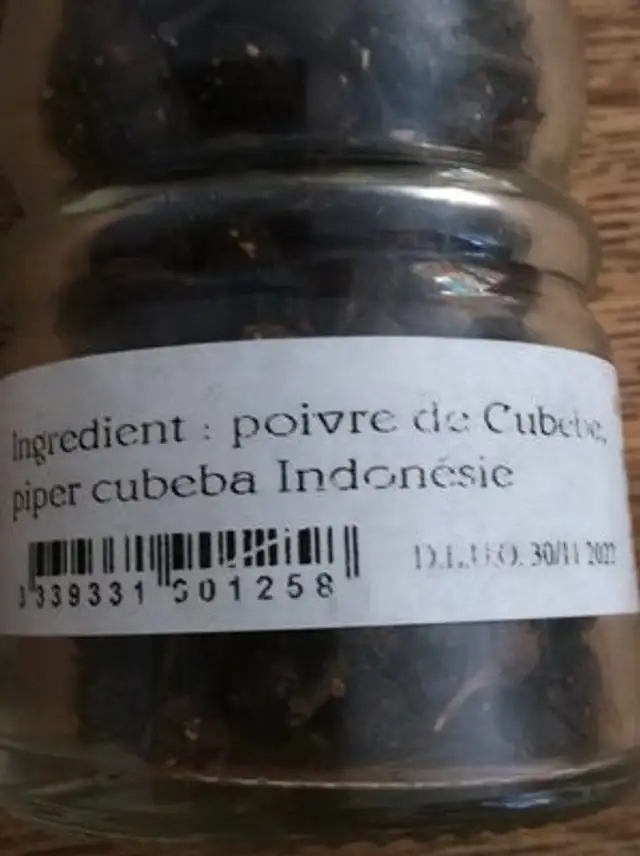 Poivre cubebe ingredients label