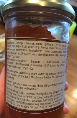 Marmelade d'oranges amères ingredients label