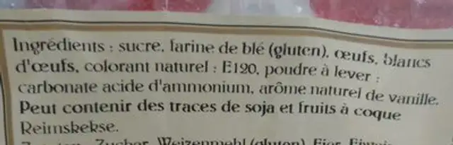 Biscuits Roses Reims 250G ingredients label
