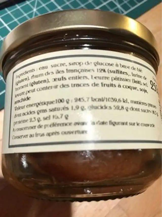 Babas au rhum des iles ingredients label