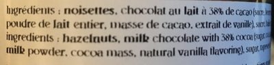 Pâte à tartiner Noisettes - Chocolat lait ingredients label