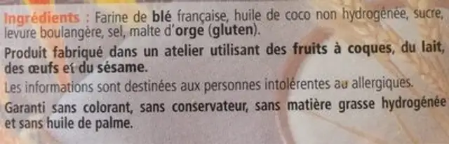 Les Biscottes Authentiques ingredients label