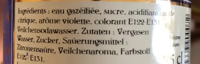 Liminade viloette ingredients label