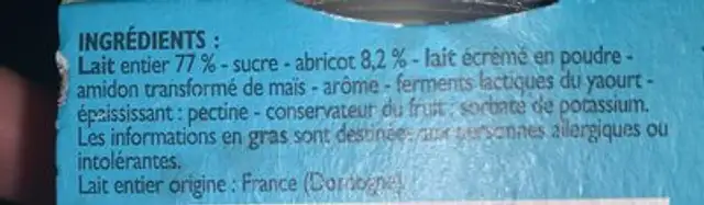 Péchalou ingredients label