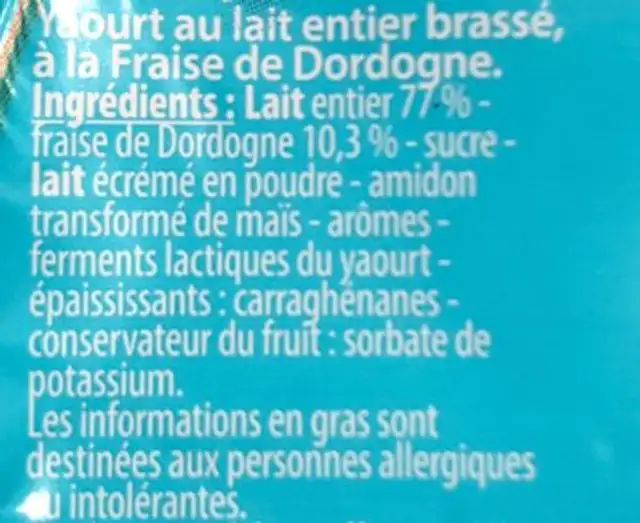 PECHALOU ingredients label