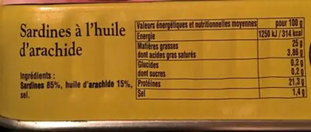 La quiberonnaise sardines a huile ingredients label