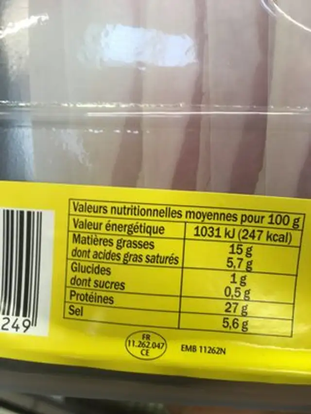 Montagne noire Lot 2 barquettes jambon sec sup label rouge 9 mois ingredients label