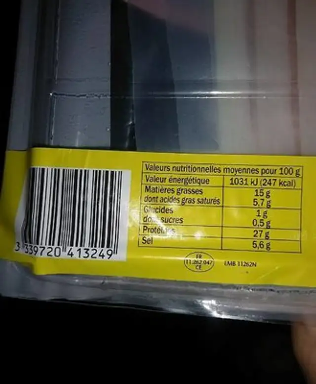 Montagne noire Lot 2 barquettes jambon sec sup label rouge 9 mois nutrition facts table