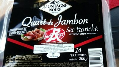Quart de jambon sec tranché front packaging