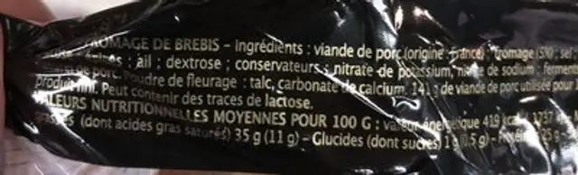 Petit pavé au fromage de brebis porc 200G ingredients label