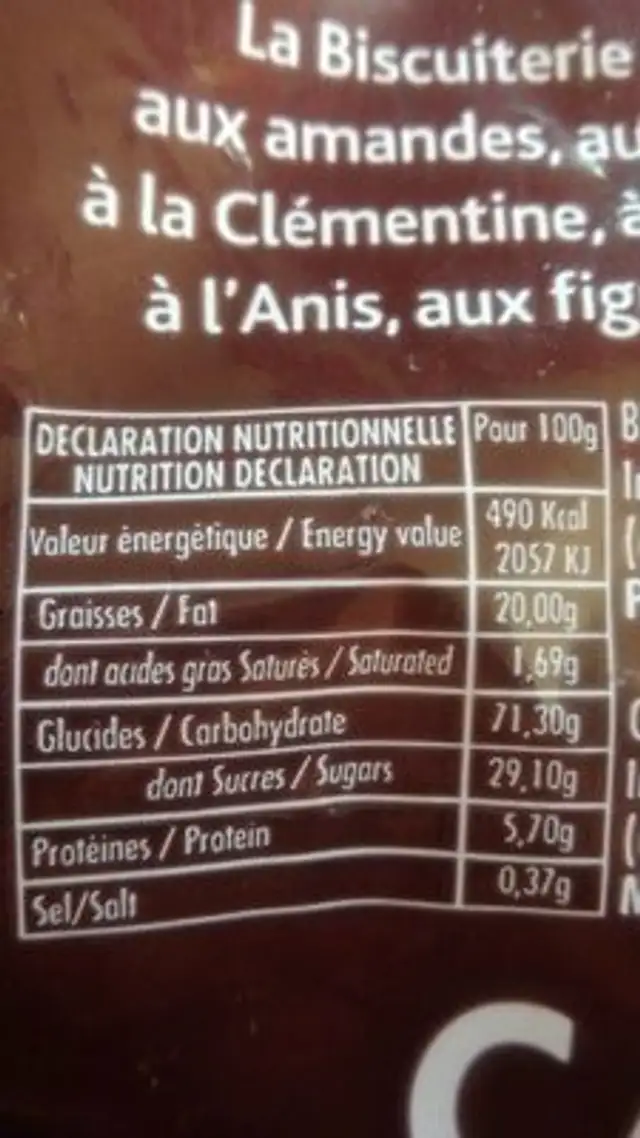 CANISTRELLI nutrition facts table