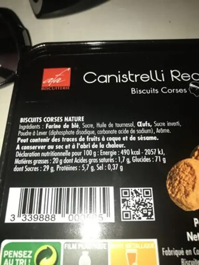 Canistrelli recette classique ingredients label