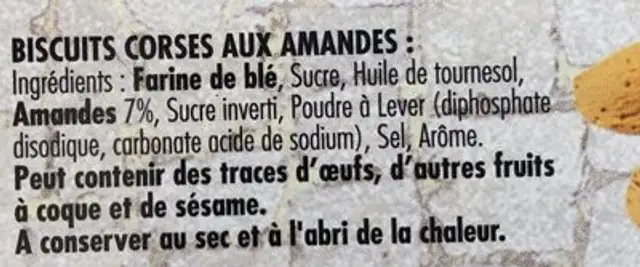 Canistrelli aux amandes ingredients label